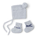 Load image into Gallery viewer, Blue Merino Wool Bonnet & Booties
