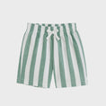 Load image into Gallery viewer, Classic Green Stripe Linen Shorts