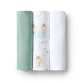Load image into Gallery viewer, Large Organic Muslin Wraps 3 Pack - Duck Pond/Sage/Milk - Snuggle Hunny