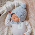 Load image into Gallery viewer, Blue Merino Wool Bonnet & Booties