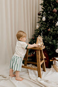 Load image into Gallery viewer, Classic Green Stripe Linen Shorts