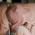 Load image into Gallery viewer, Rosa/Flax - 'Roamer' Baby Reversible Teddy Flap Sun Hat - Bedhead Hats