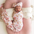 Load image into Gallery viewer, Boots & Bows Organic Jersey Wrap & Topknot Set - Snuggle Hunny