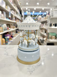 Load image into Gallery viewer, Wooden Horse Musical Carousel White/Blue