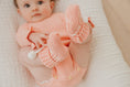 Load image into Gallery viewer, Peach Scallop Edge Pom Pom Booties