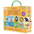 Load image into Gallery viewer, This vibrant yellow package contains a set of books forming a 1-meter train. Each wagon features letters and an animal, adding color and excitement to this engaging puzzle. Packing size: 20 cm X 19 cm.