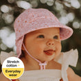 Load image into Gallery viewer, Girls Legionnaire Hat - 'Daisy' Print - Bedhead Hats - Pink animal print baby sun hat with UPF50+ protection.