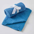 Load image into Gallery viewer, Harbour Blue | Basket Weave Knit Blanket