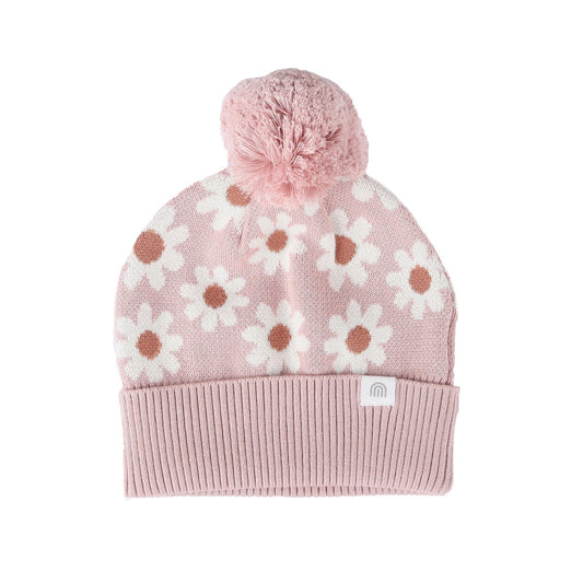 Jacquard Knit Beanie - Organic Cotton - Kynd Baby, soft and cosy, GOTS Certified, rib finish, pom pom, true to size.