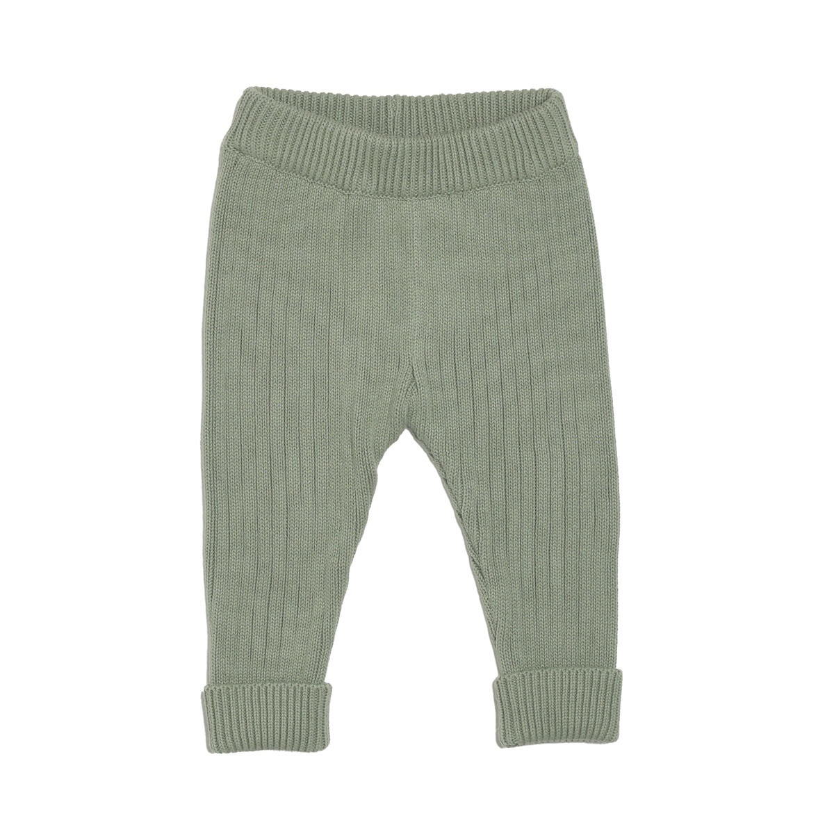 Kynd Baby GOTS Jacquard Rib Knit Pant in Sage, made from 100% organic cotton with a full elastic waistband.