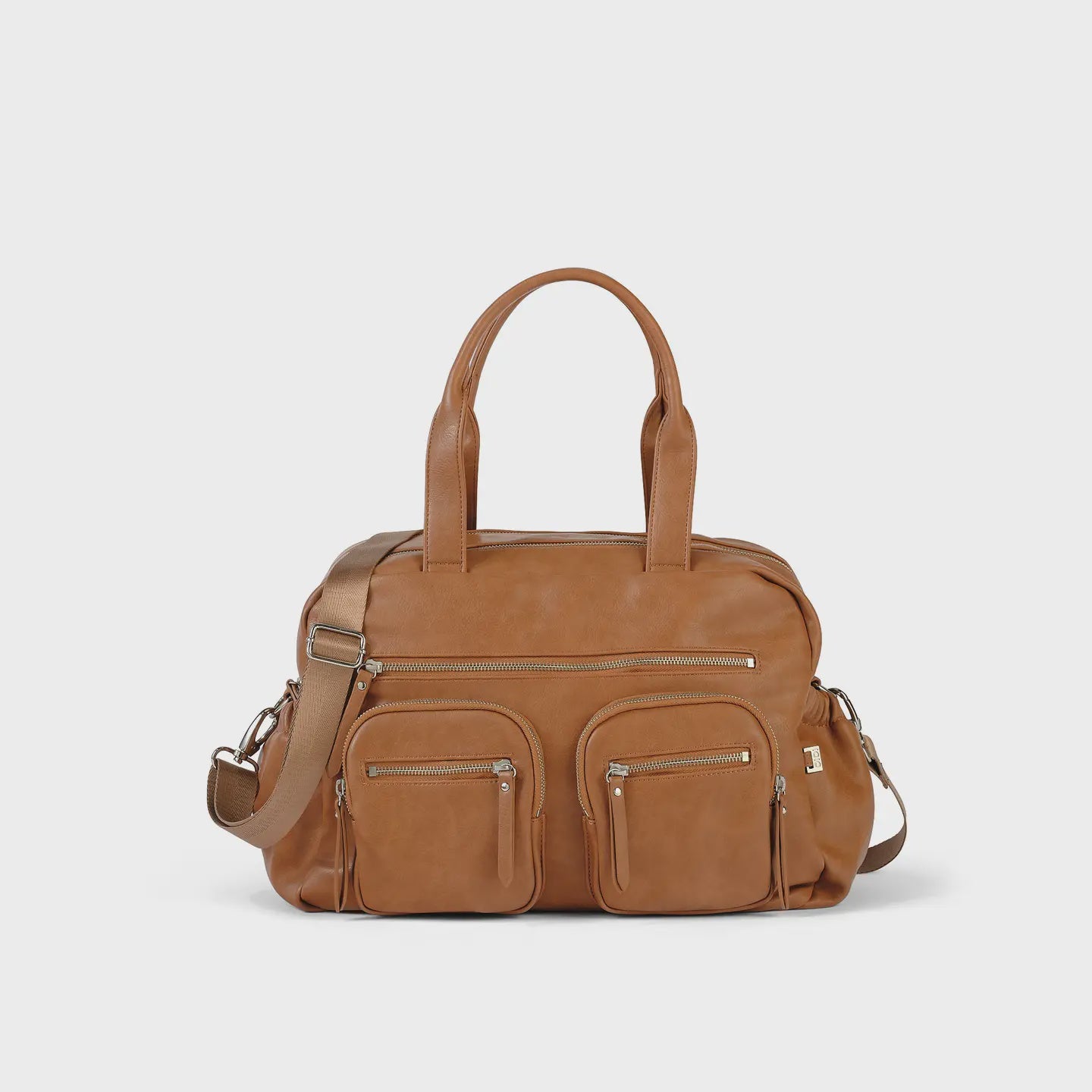 Vegan Leather Carry All Nappy Bag Tan - Oi Oi