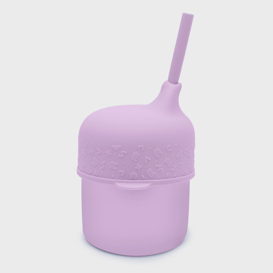 We Might Be Tiny Sippie Cup Set in Lilac, a no-spill, easy-to-clean cup for toddlers.