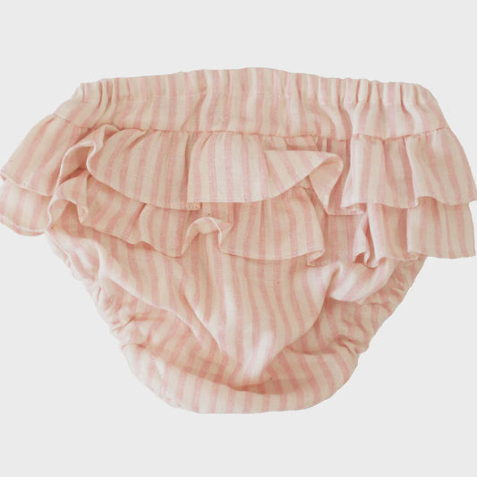 Ruffle Nappy Cover - Stripe - Pink - Small