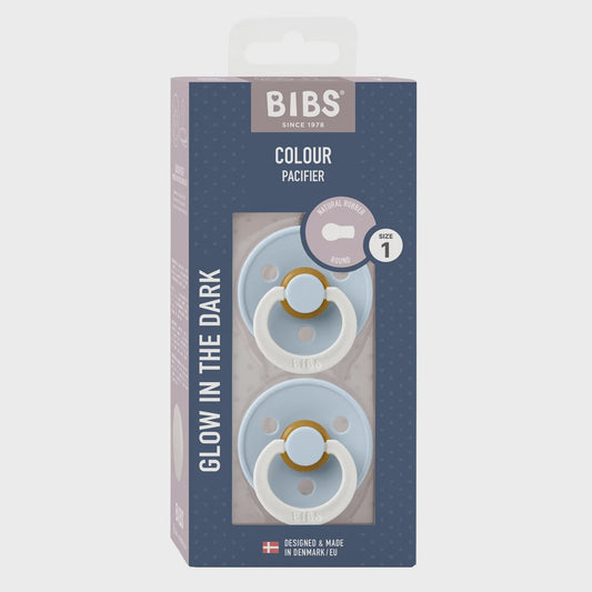 BIBS - Glow Colour Pacifier - S1 - Baby Blue