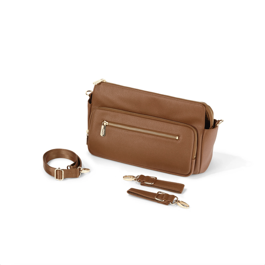 Multitasker Pram Caddy - Chestnut Brown Vegan Leather - OiOi