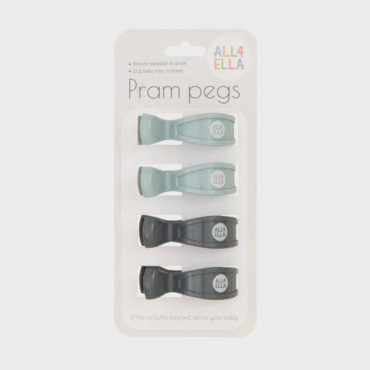 Pram Pegs 4PK - Blue/Charcoal