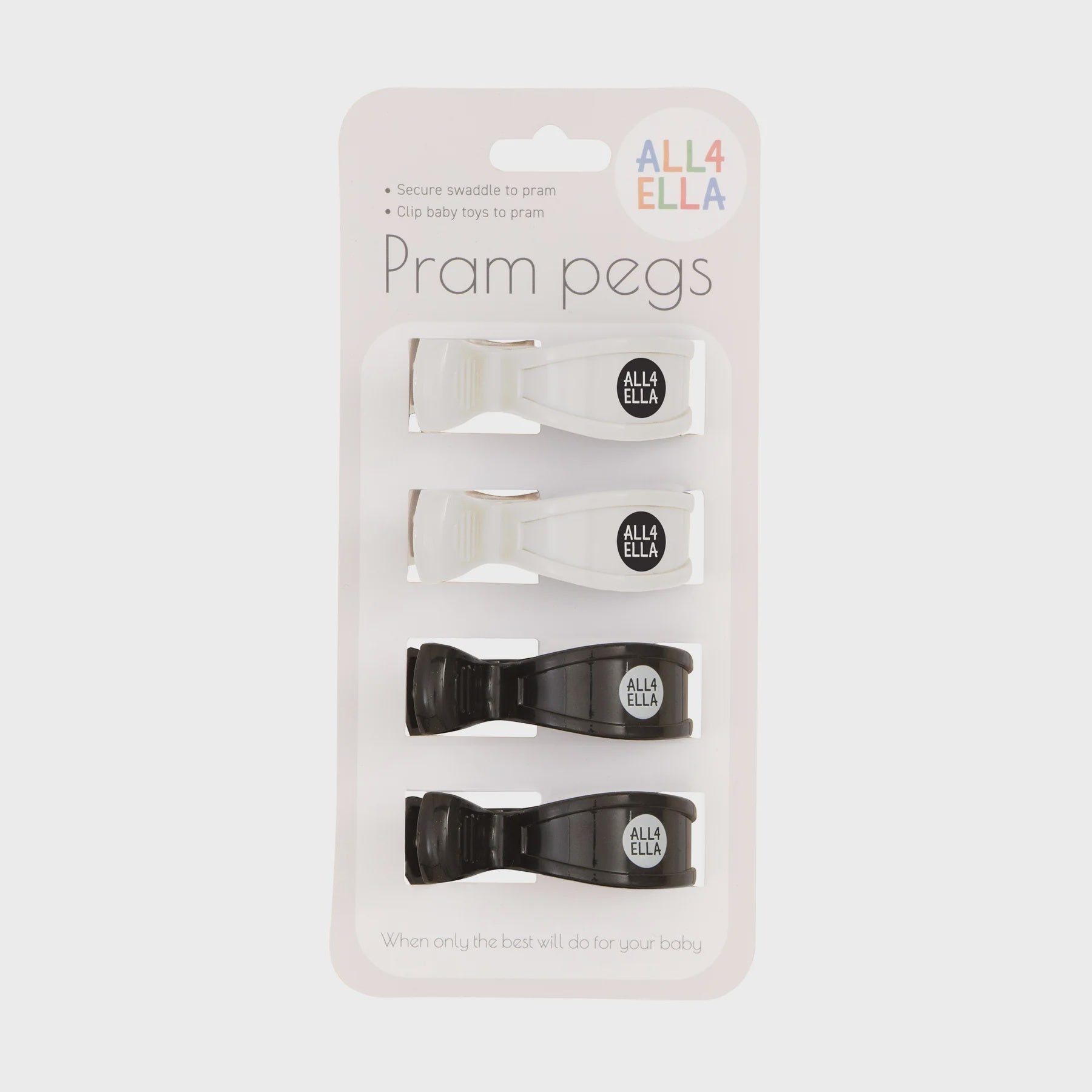 Pram Pegs 4PK - White/Black