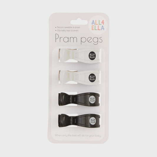 Pram Pegs 4PK - White/Black
