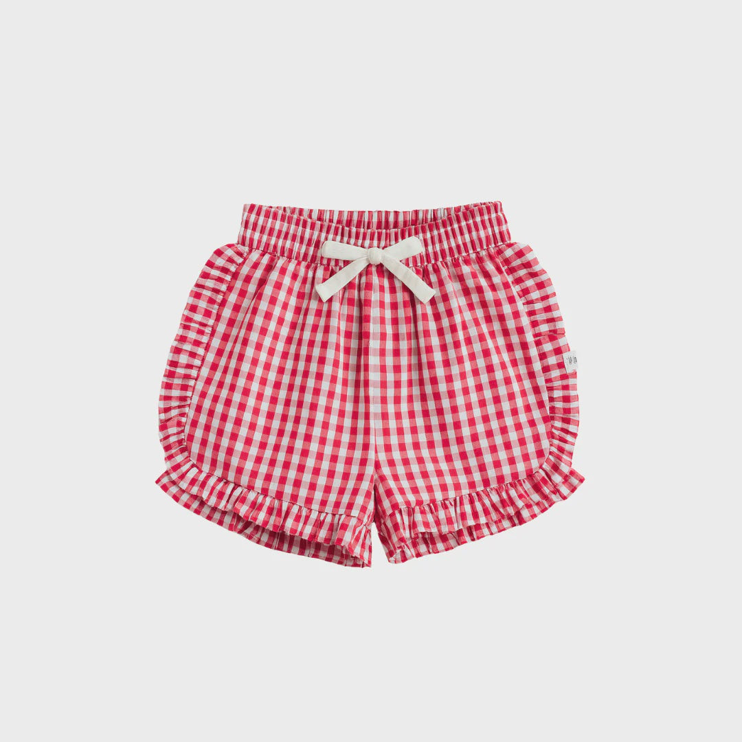 Red Plaid Ruffle Shorts