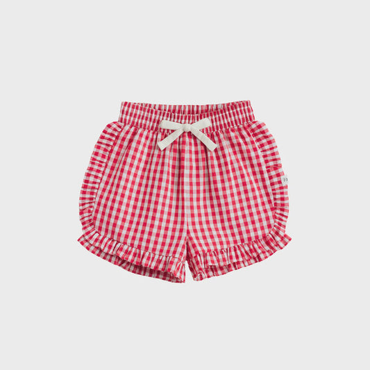 Red Plaid Ruffle Shorts