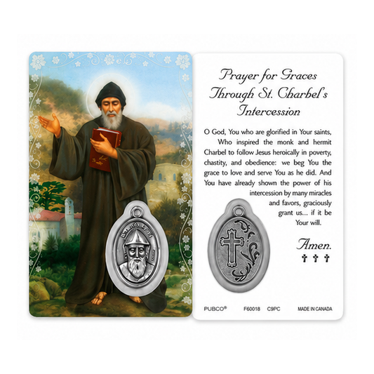 Saint Charbel - Prayer Card & Medal