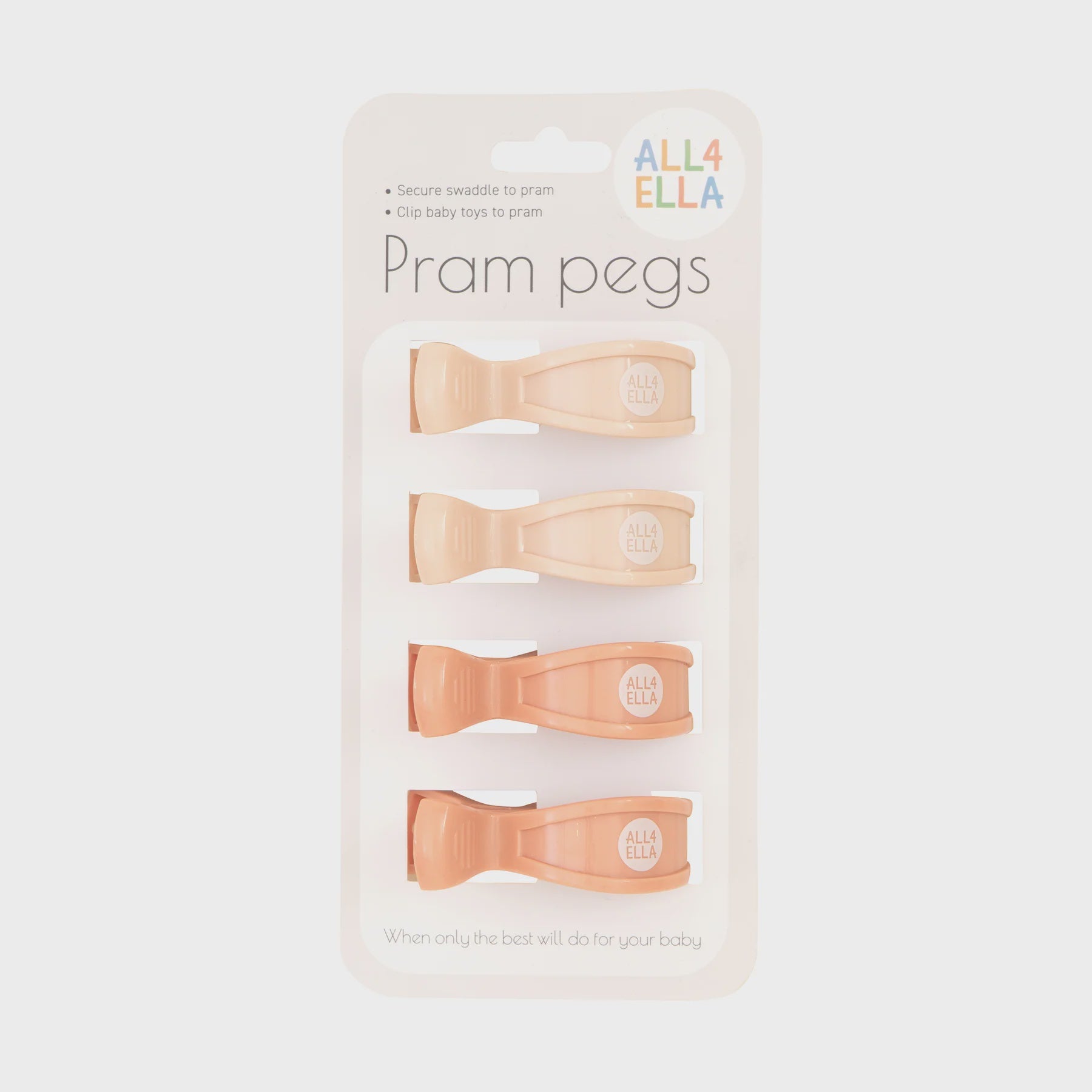 Pram Pegs 4PK - Cream/Peach