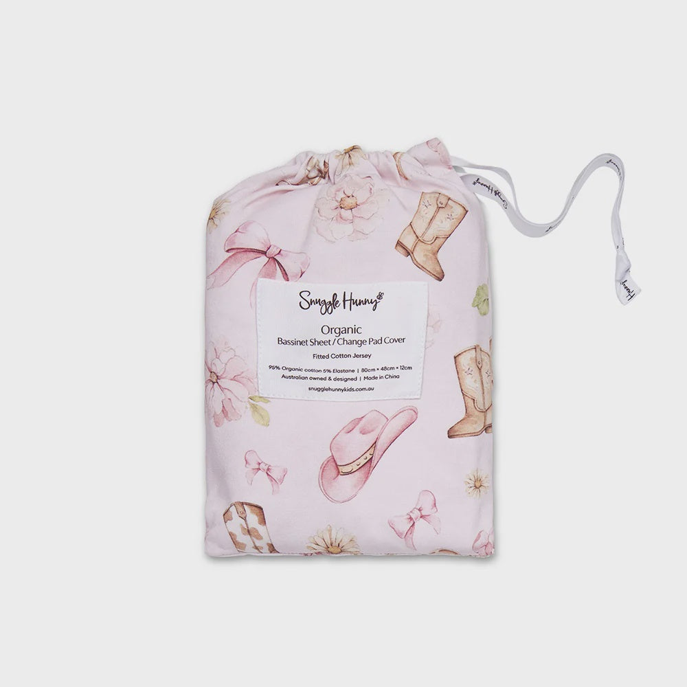 Boots & Bows Organic Bassinet Sheet / Change Pad Cover - Snuggle Hunny