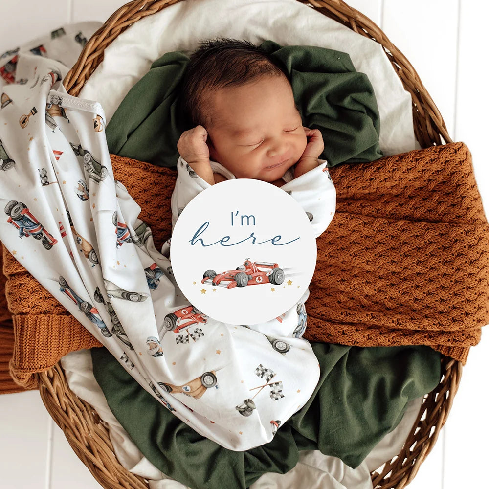 Little Racers Organic Jersey Wrap & Beanie Set - Snuggle Hunny