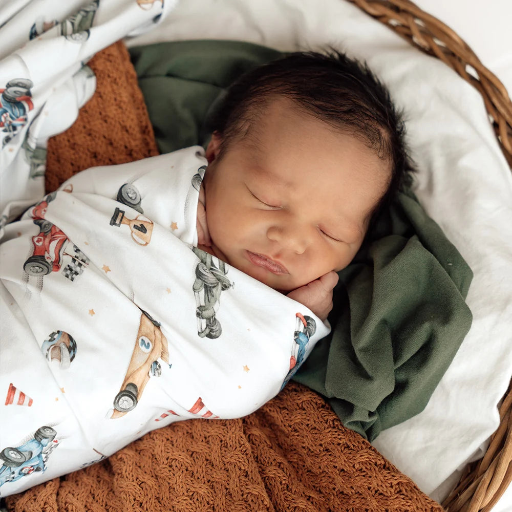 Little Racers Organic Jersey Wrap & Beanie Set - Snuggle Hunny