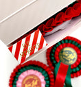 Load image into Gallery viewer, Nice List Member Christmas Rosette Badge Red/Green
