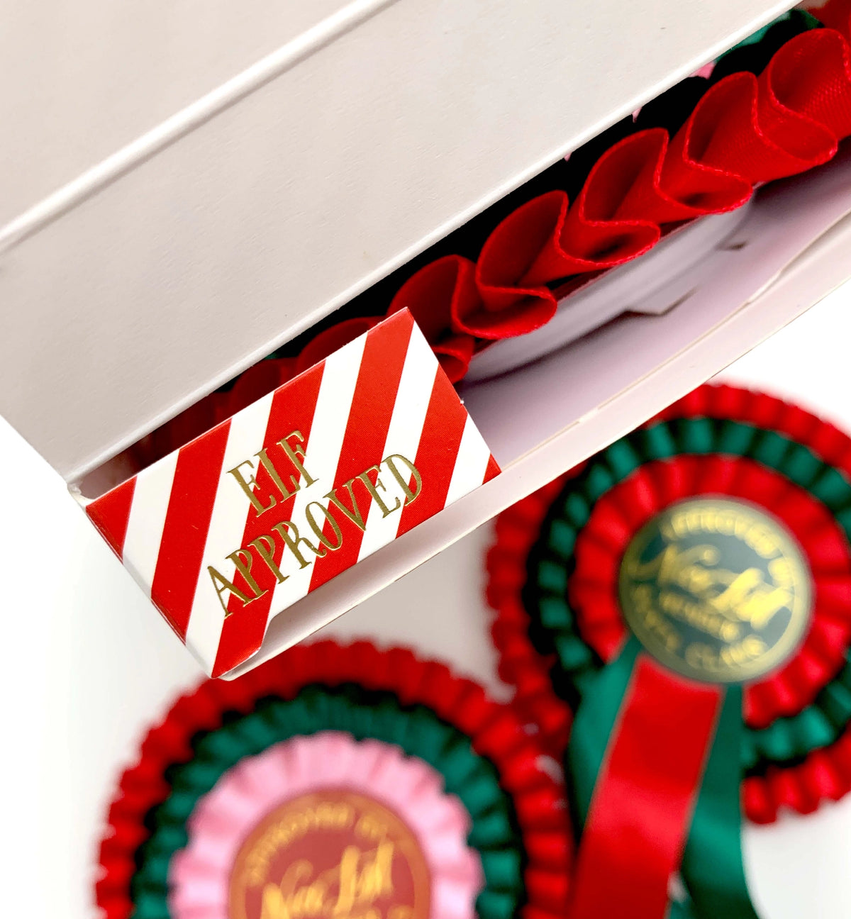 Nice List Member Christmas Rosette Badge Red/Green