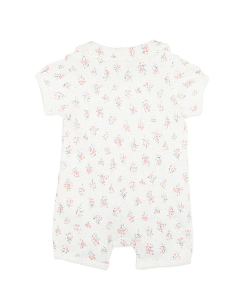 Anya Ditsy Print Organic SS Zip Romper