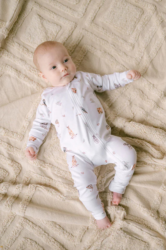 Australian Native Animals LS Zip Romper