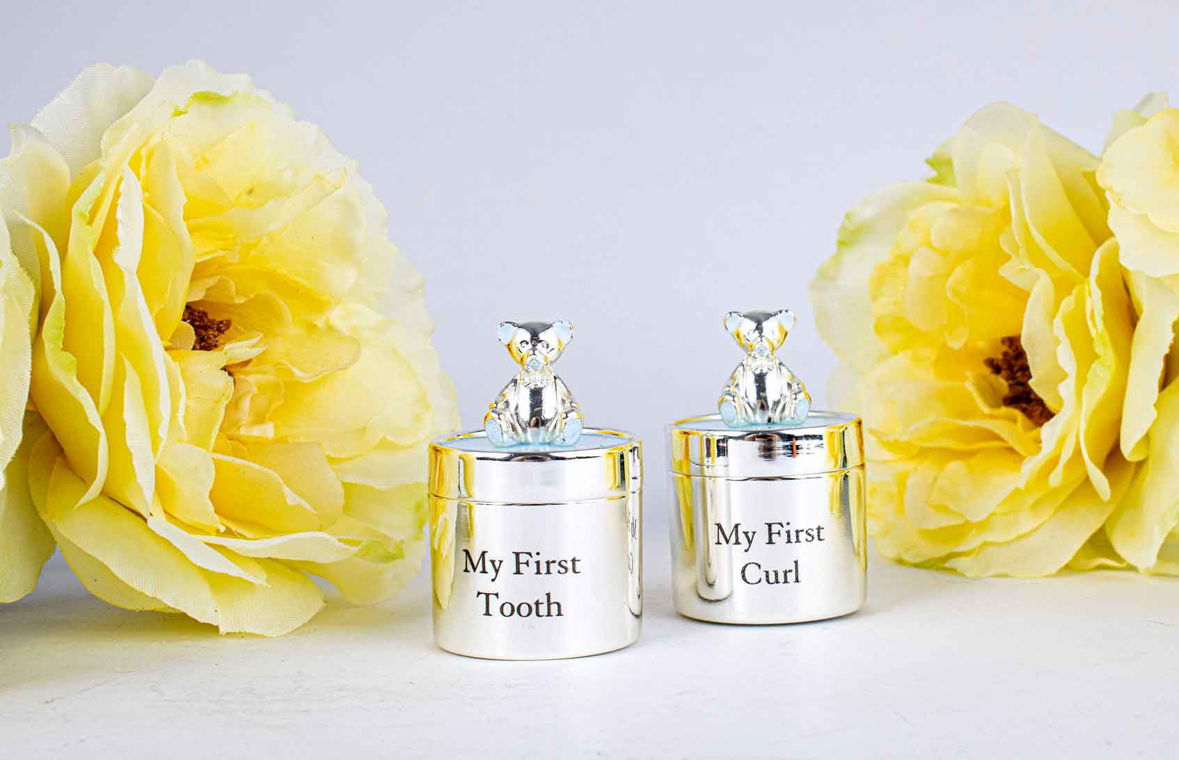 Keepsake Silver Plate Tooth & Curl Box - Pink Or Blue