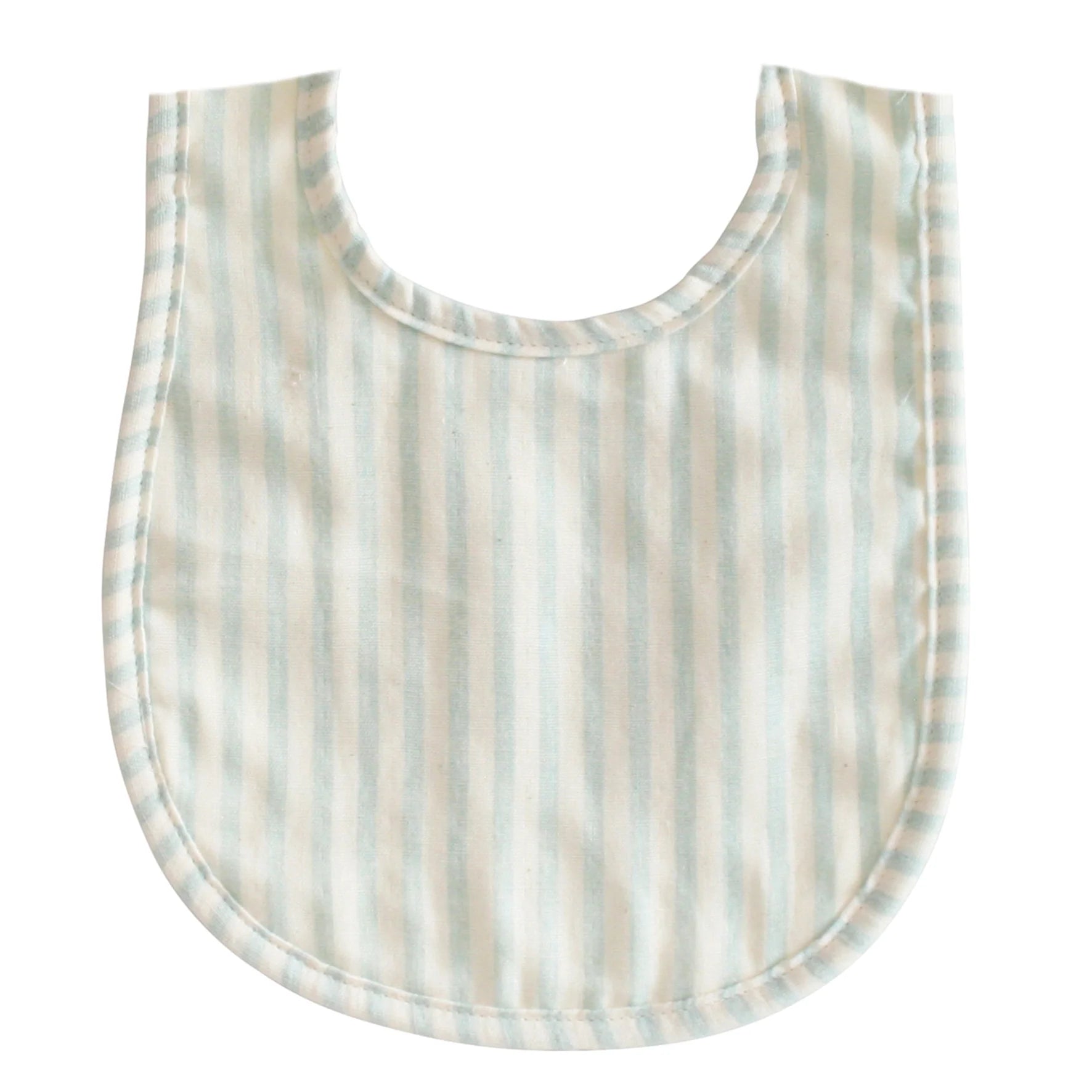 Alimrose Bib Sage Stripe featuring chic stripes in soft double gauze fabric, designed for baby's comfort and mess control.