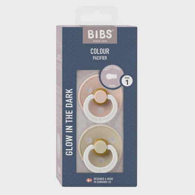 BIBS - Glow  Colour Pacifier - S1 - Blush/Vanilla