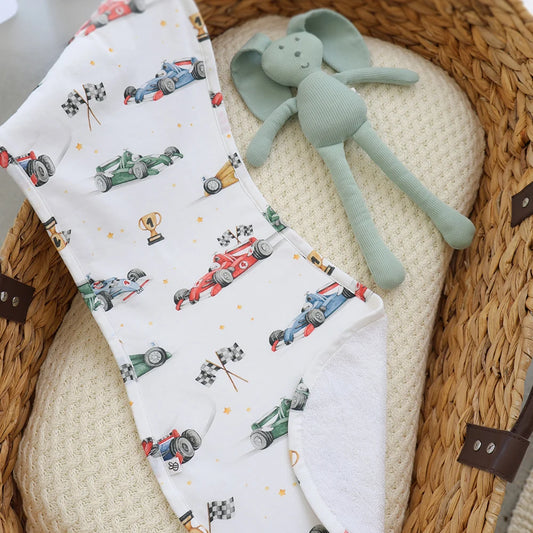 Little Racers Organic Cotton Burp Cloth - Snuggle Hunny
