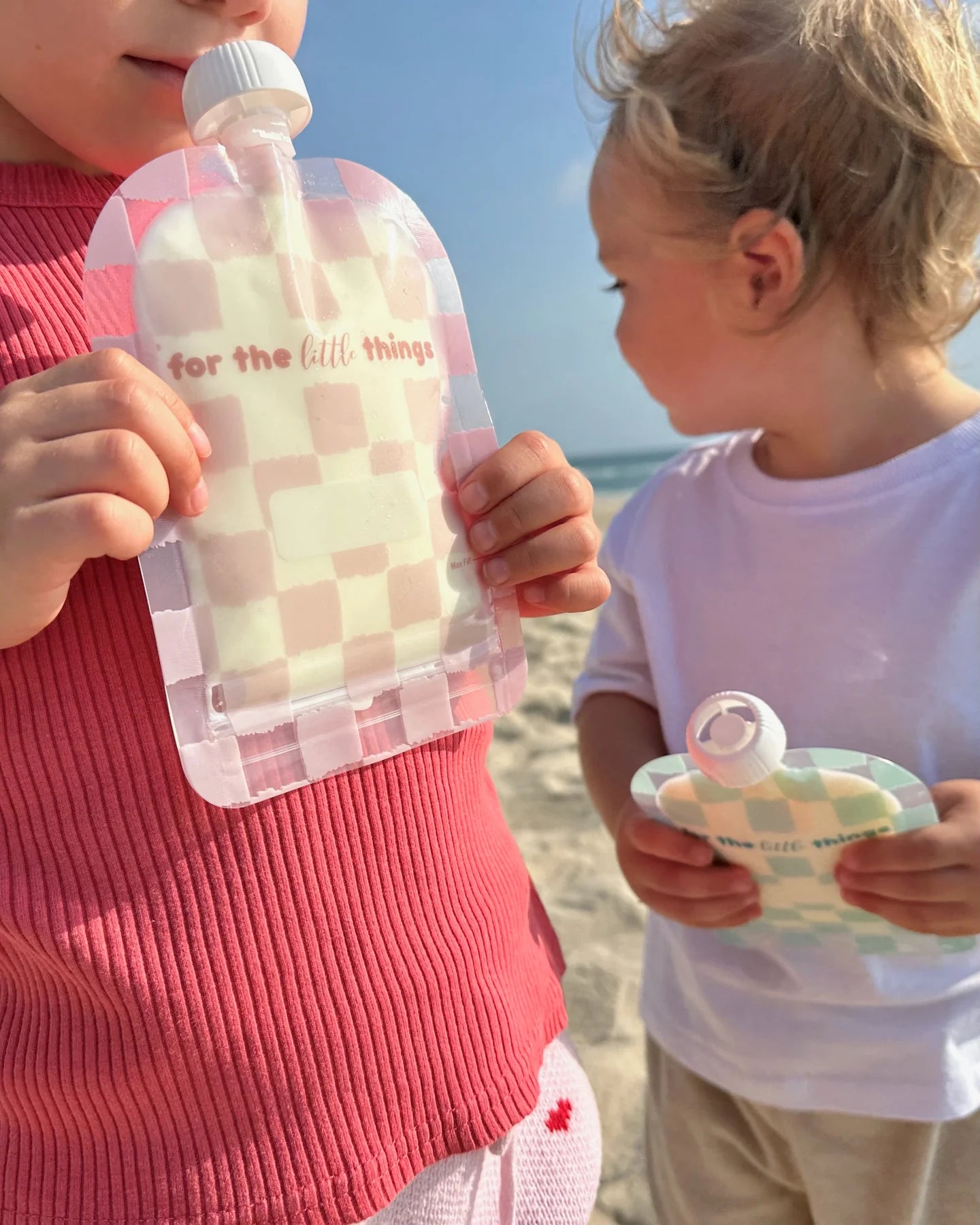 Sinchies Reusable Food Pouch (150ml) - Checkmate Blush