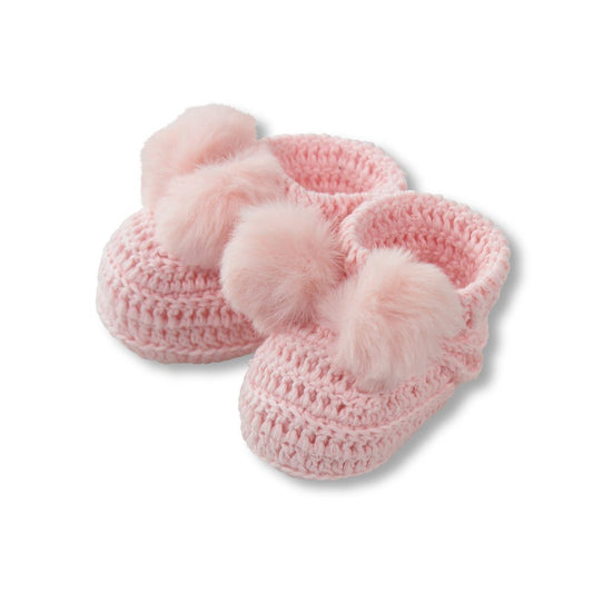 Pink - Topsy Faux Fur Pom Pom Bootees - D-Lux