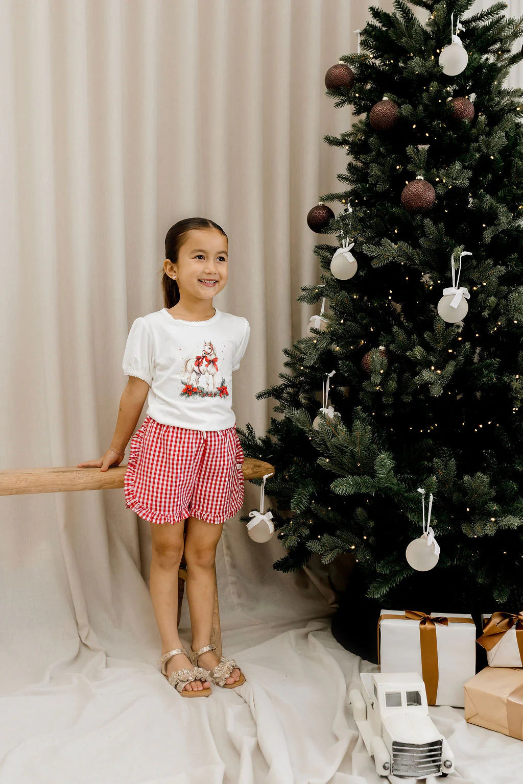 Red Plaid Ruffle Shorts