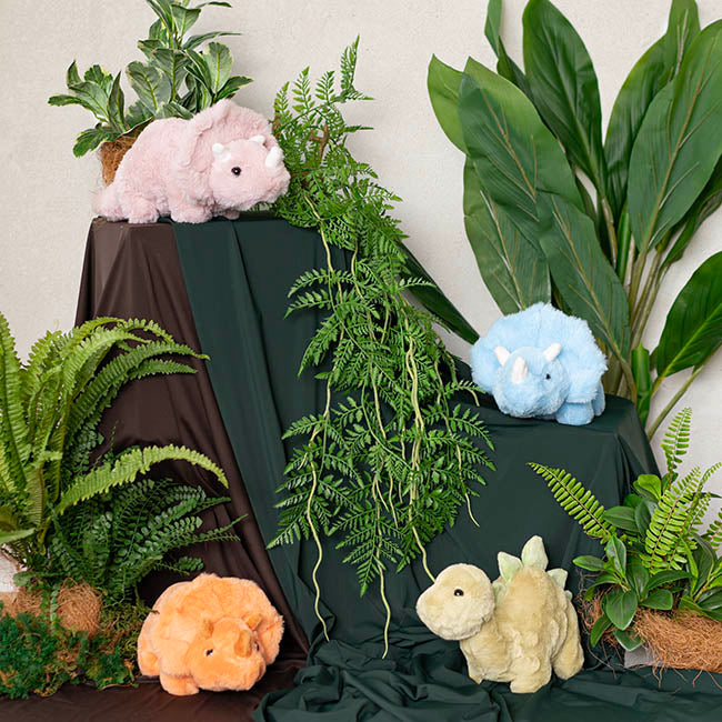 Triceratops Dinosaur Plush Toy - Soft Blue