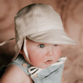 Load image into Gallery viewer, Steel/Flax - 'Roamer' Baby Reversible Teddy Flap Sun Hat - Bedhead Hats
