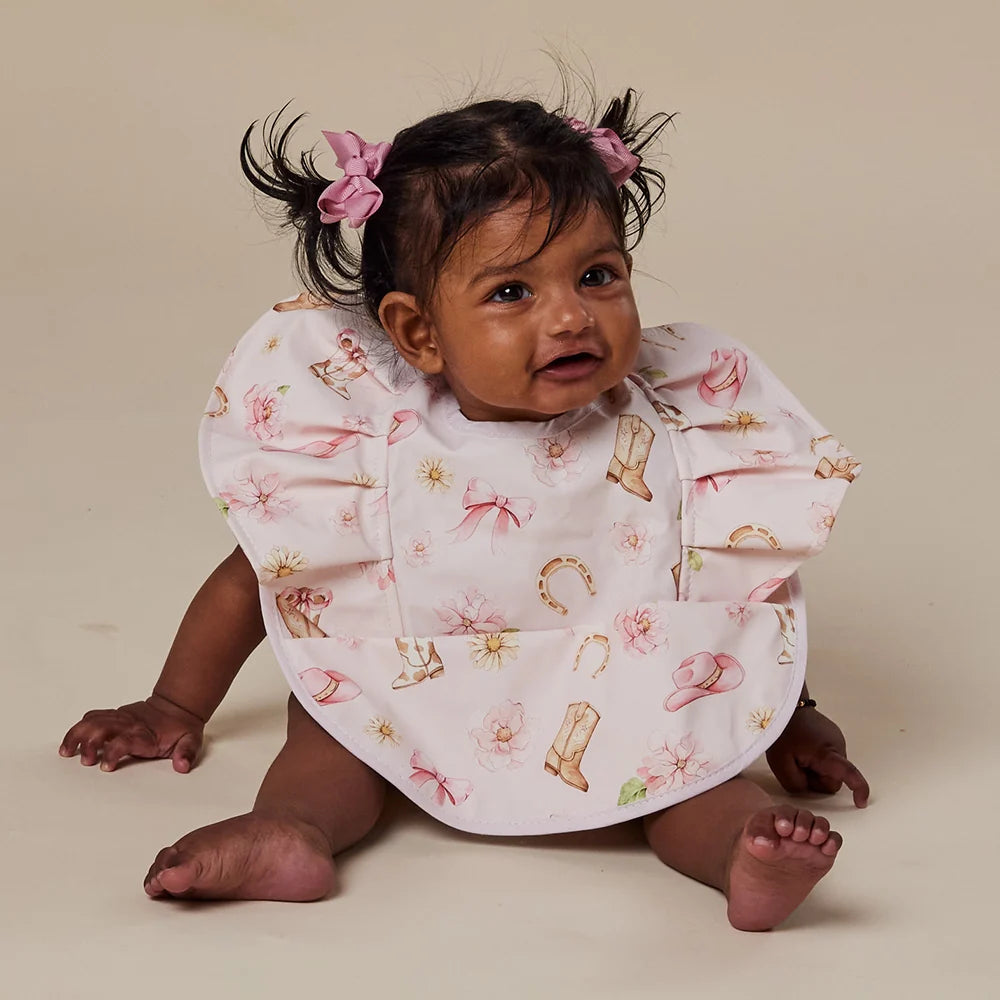 Boots & Bows Frill Snuggle Bib - Snuggle Hunny