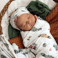 Load image into Gallery viewer, Little Racers Organic Jersey Wrap & Beanie Set - Snuggle Hunny
