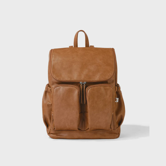 Signature Nappy Backpack - Tan Vegan Leather - OiOi