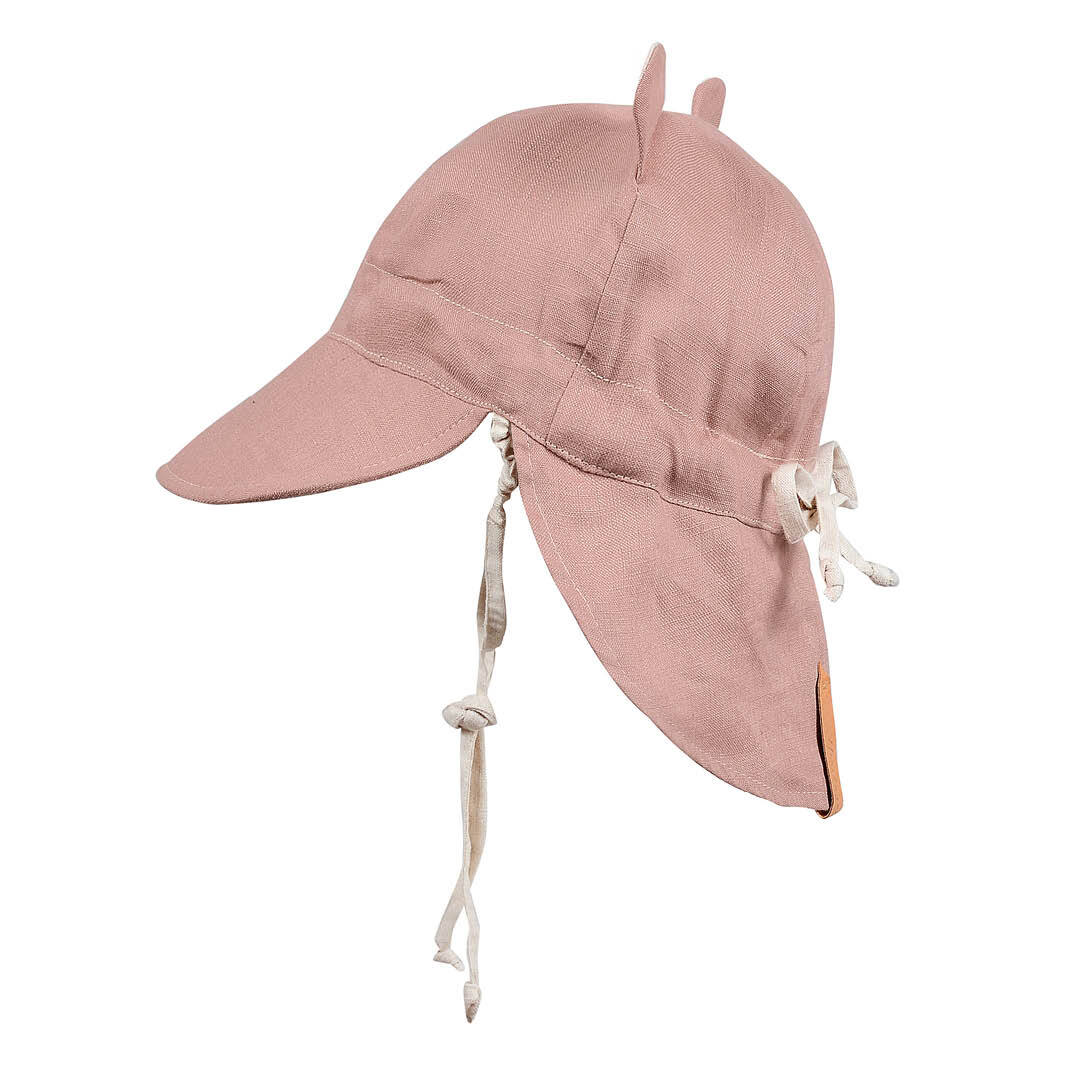 Rosa/Flax - 'Roamer' Baby Reversible Teddy Flap Sun Hat - Bedhead Hats