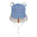 Load image into Gallery viewer, Steel/Flax - 'Roamer' Baby Reversible Teddy Flap Sun Hat - Bedhead Hats
