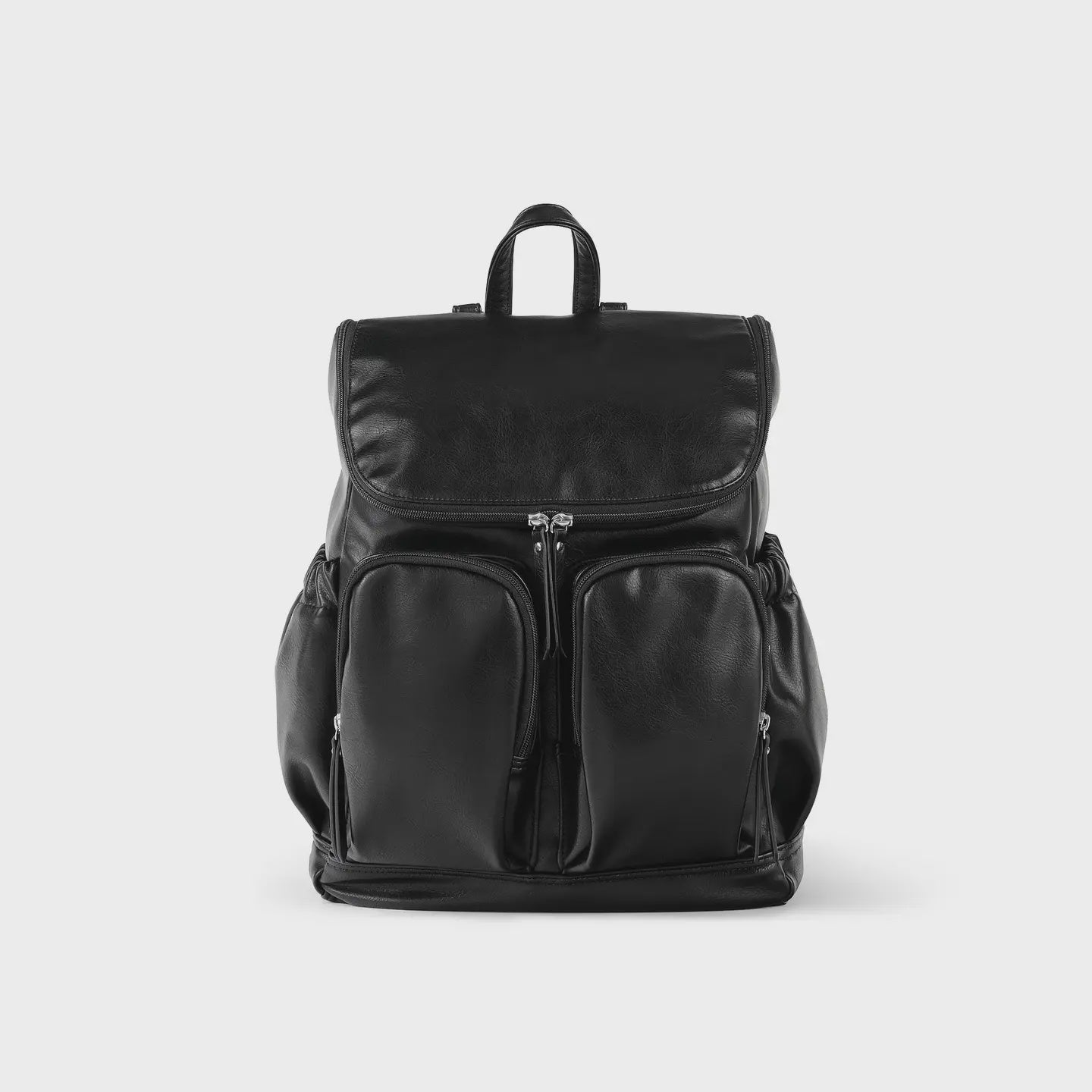 Signature Nappy Backpack - Black Vegan Leather - OiOi