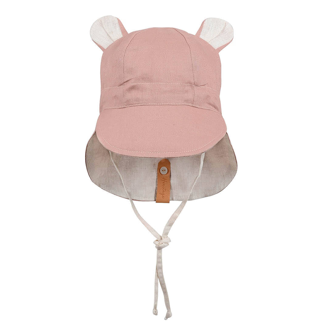 Rosa/Flax - 'Roamer' Baby Reversible Teddy Flap Sun Hat - Bedhead Hats