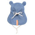 Load image into Gallery viewer, Steel/Flax - 'Roamer' Baby Reversible Teddy Flap Sun Hat - Bedhead Hats
